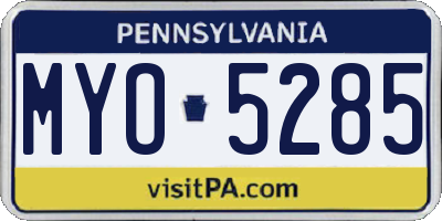 PA license plate MYO5285