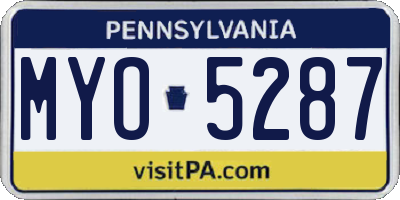 PA license plate MYO5287