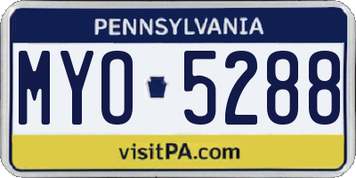 PA license plate MYO5288