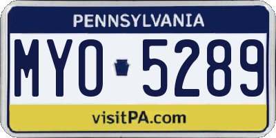 PA license plate MYO5289