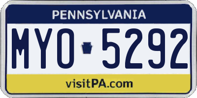 PA license plate MYO5292