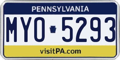 PA license plate MYO5293