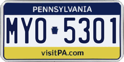 PA license plate MYO5301