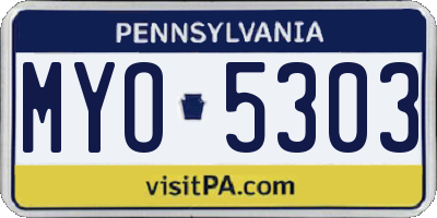 PA license plate MYO5303