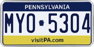 PA license plate MYO5304