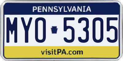 PA license plate MYO5305