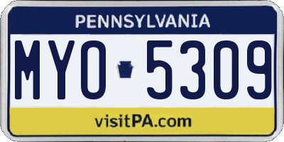 PA license plate MYO5309