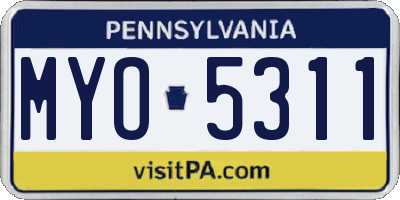 PA license plate MYO5311
