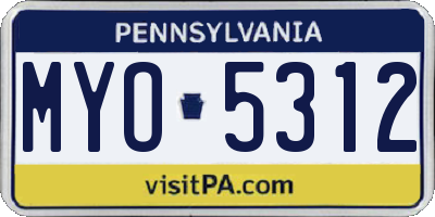 PA license plate MYO5312