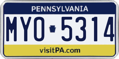 PA license plate MYO5314