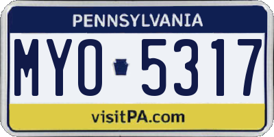 PA license plate MYO5317