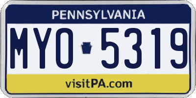 PA license plate MYO5319
