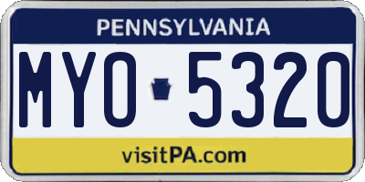 PA license plate MYO5320