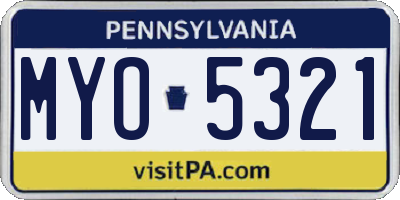 PA license plate MYO5321