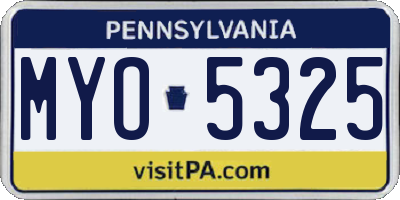 PA license plate MYO5325