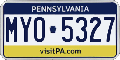 PA license plate MYO5327
