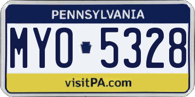 PA license plate MYO5328