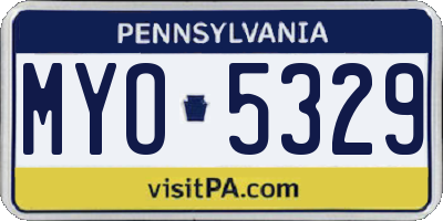 PA license plate MYO5329