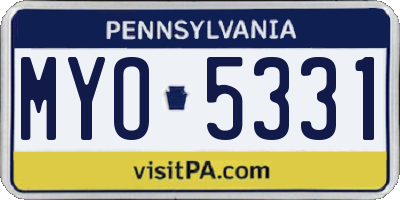 PA license plate MYO5331