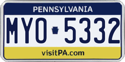 PA license plate MYO5332