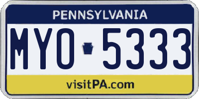 PA license plate MYO5333