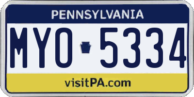 PA license plate MYO5334