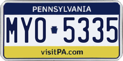 PA license plate MYO5335