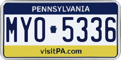PA license plate MYO5336