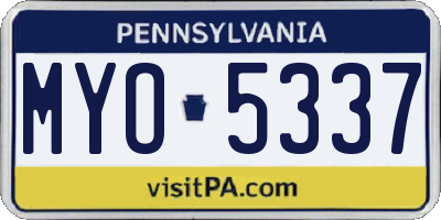 PA license plate MYO5337