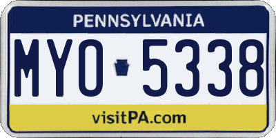 PA license plate MYO5338