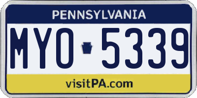 PA license plate MYO5339