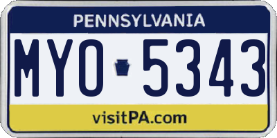 PA license plate MYO5343