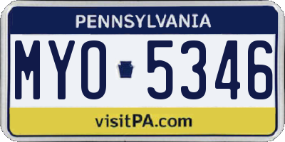 PA license plate MYO5346
