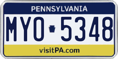 PA license plate MYO5348