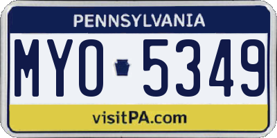 PA license plate MYO5349