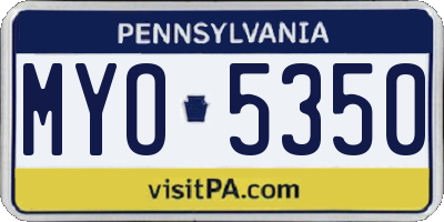 PA license plate MYO5350