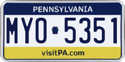 PA license plate MYO5351