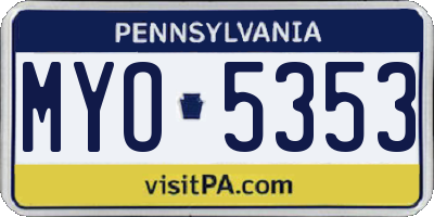 PA license plate MYO5353