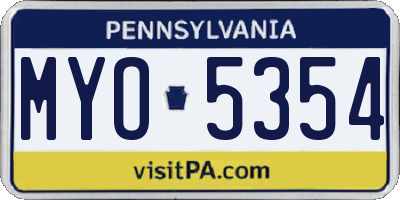 PA license plate MYO5354