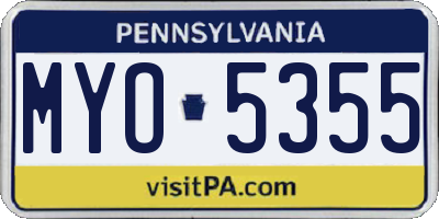PA license plate MYO5355