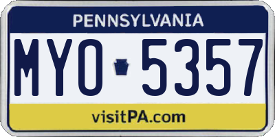 PA license plate MYO5357