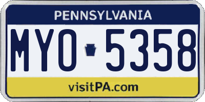 PA license plate MYO5358