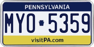 PA license plate MYO5359