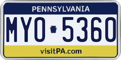PA license plate MYO5360