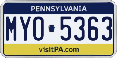 PA license plate MYO5363