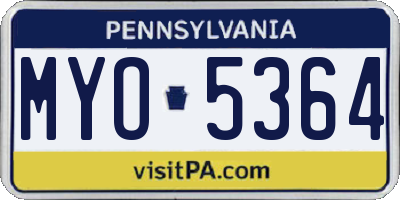 PA license plate MYO5364
