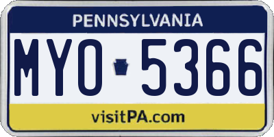 PA license plate MYO5366
