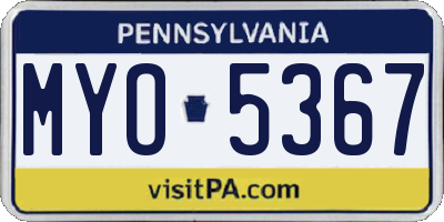 PA license plate MYO5367