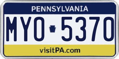 PA license plate MYO5370