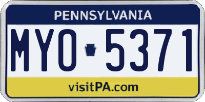 PA license plate MYO5371